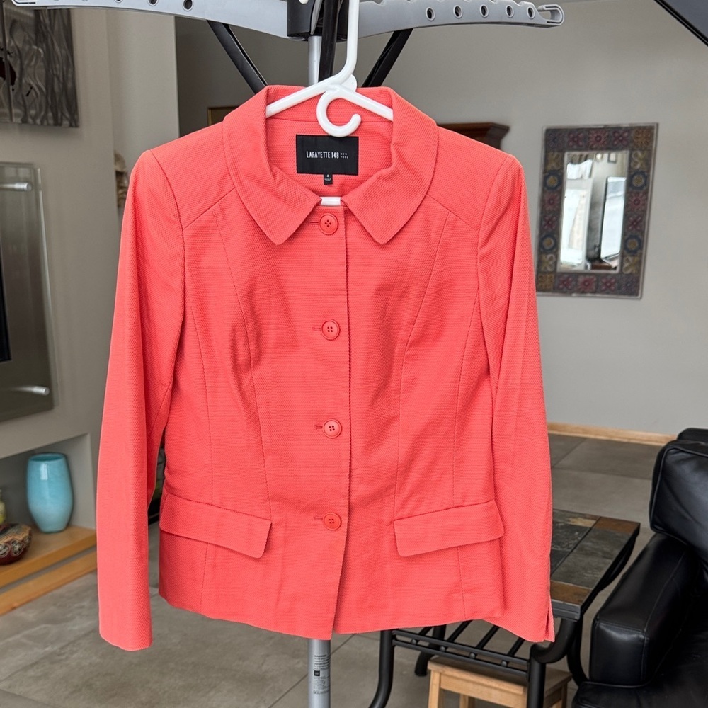 Lafayette 148 New York Vibrant Coral Blazer size 4